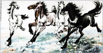  ancienne - XU Beihong chevaux de course 1 vieille encre de Chine
